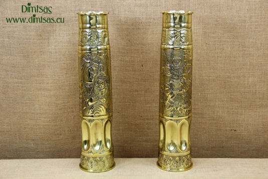 Trench Art Brass Shell Casings Engraved Size No7