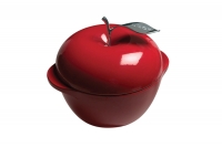 Enameled Cast Iron Dutch Oven - Casserole Apple 2.8 lit Red Eighth Depiction