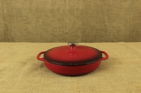 Enameled Cast Iron Casserole - Shallow Pot 2.8 lit Red Second Depiction