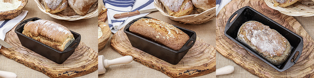 Iron Cast Loaf Pans with Bread