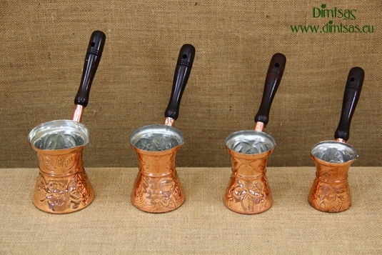 Copper Carved Coffee Pots with Wooden Handle