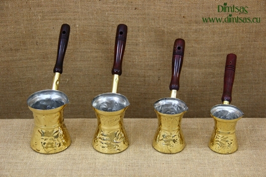 Brass Carved Coffee Pots with Wooden Handle