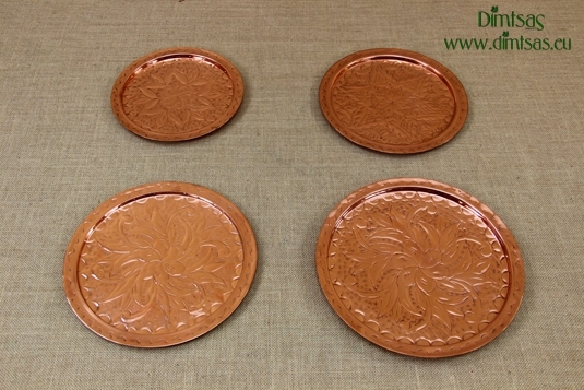 Copper Serving Trays Round Engraved