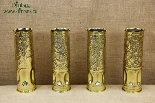 Trench Art Brass Shell Casings Engraved Size No5