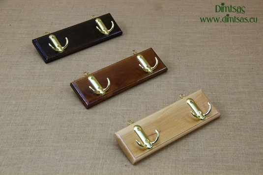 Wooden Wall Hanger with 2 Metal Hooks