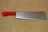 Cleaver Stainless Steel - Misotsatiro 34 cm with Red Handle First Depiction