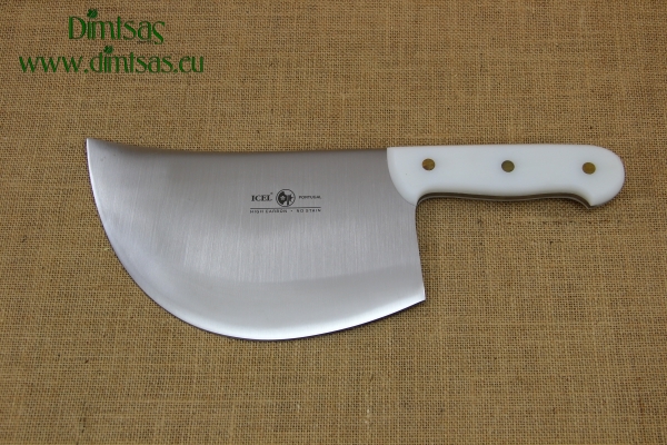 Cleaver Stainless Steel Curved 24 cm with White Handle