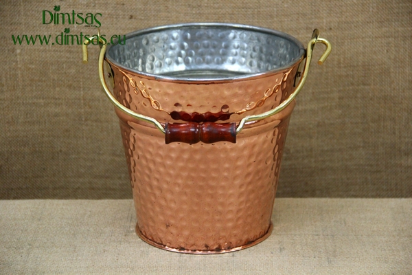 Copper Bucket Hammered Tinned No2