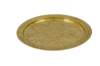 Brass Serving Tray Round Engraved No28 Eleventh Depiction
