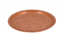 Copper Serving Tray Round Engraved No24 Twelfth Depiction