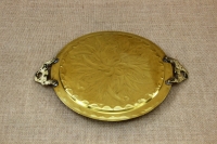 Brass Serving Tray Round Engraved with Handles No26 First Depiction