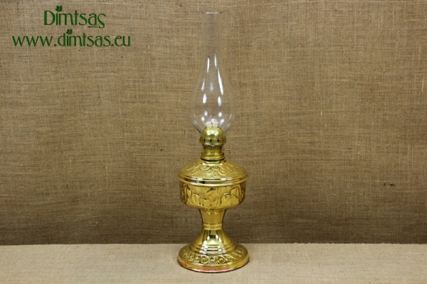 Brass Oil Lamp Tabletop Engraved Vintage No2