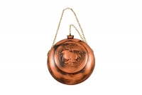 Copper Flask Engraved Hanging Antiqued Seventh Depiction