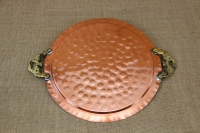 Copper Serving Tray Round Hammered with Handles No26 First Depiction