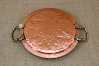 Copper Serving Tray Round Engraved with Handles No26 First Depiction