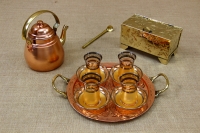 Copper Serving Tray Round Engraved with Handles No26 Eighth Depiction