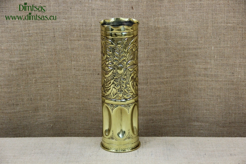 Trench Art Brass Shell Casing Engraved Flowers Size No5