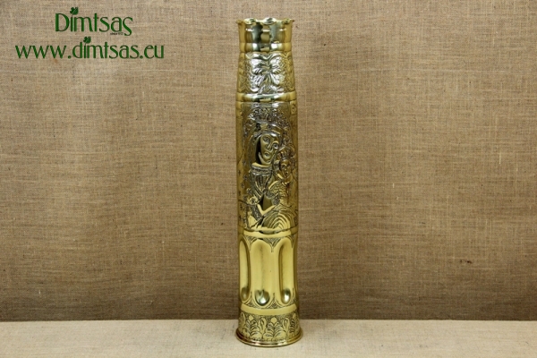 Trench Art Brass Shell Casing Engraved Flowers Size No6