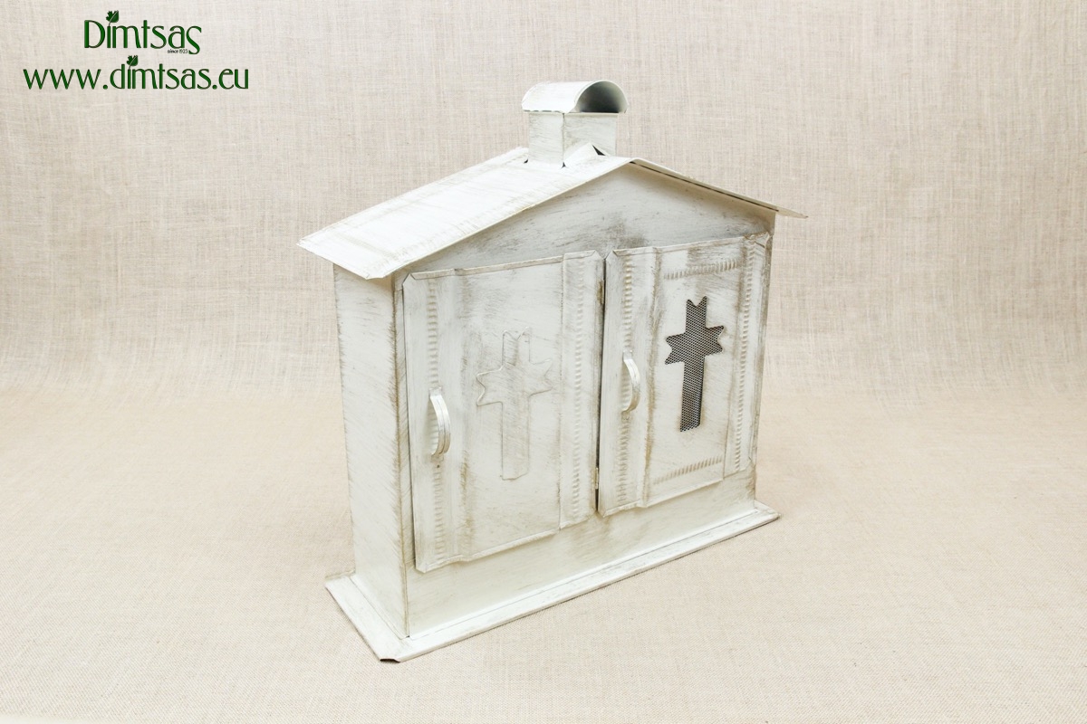 Double Cemetery Candle Box Patina Ecru