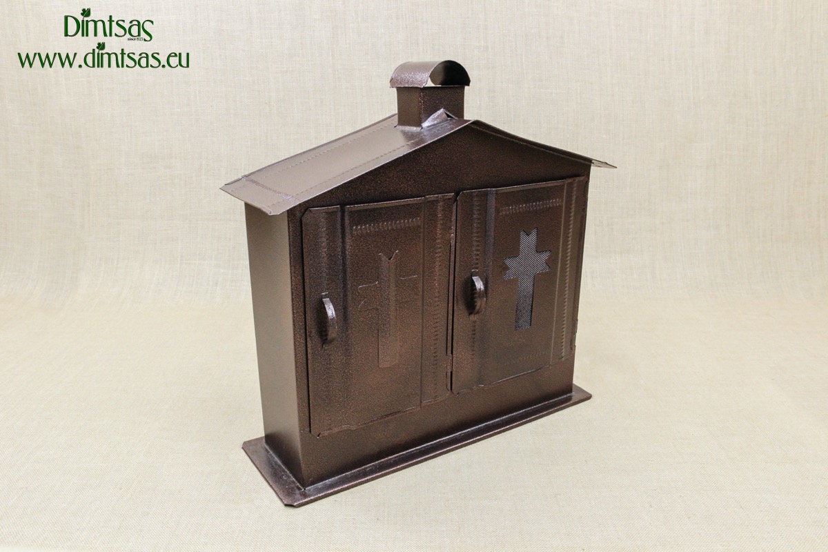 Double Cemetery Candle Box Wrought Brown