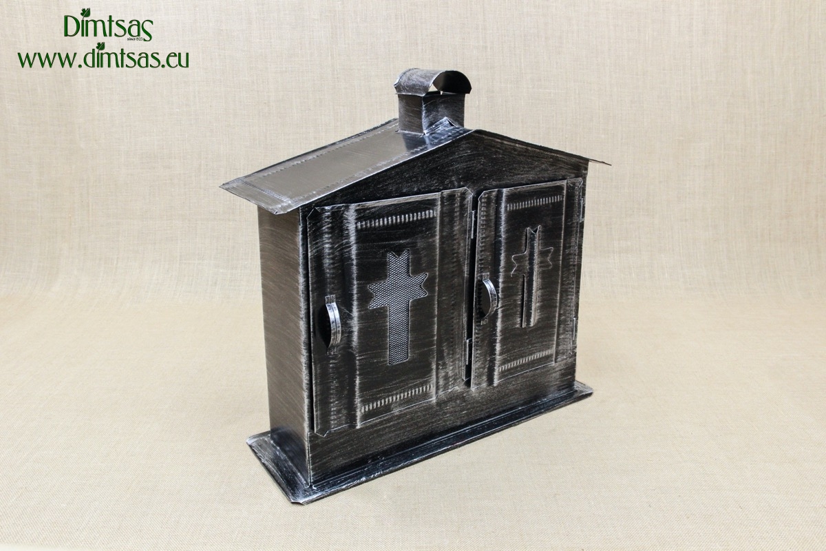 Double Cemetery Candle Box Patina Silver