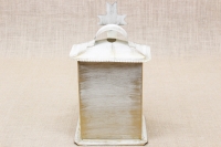 Small Oil Cemetery Candle Box with Glass Patina Ecru Fourth Depiction