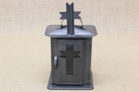 Small Oil Cemetery Candle Box with Glass Wrought Grey First Depiction