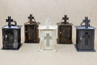 Small Oil Cemetery Candle Box with Glass Patina Bronze Seventh Depiction
