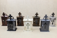 Small Oil Cemetery Candle Box with Glass Patina Bronze Ninth Depiction