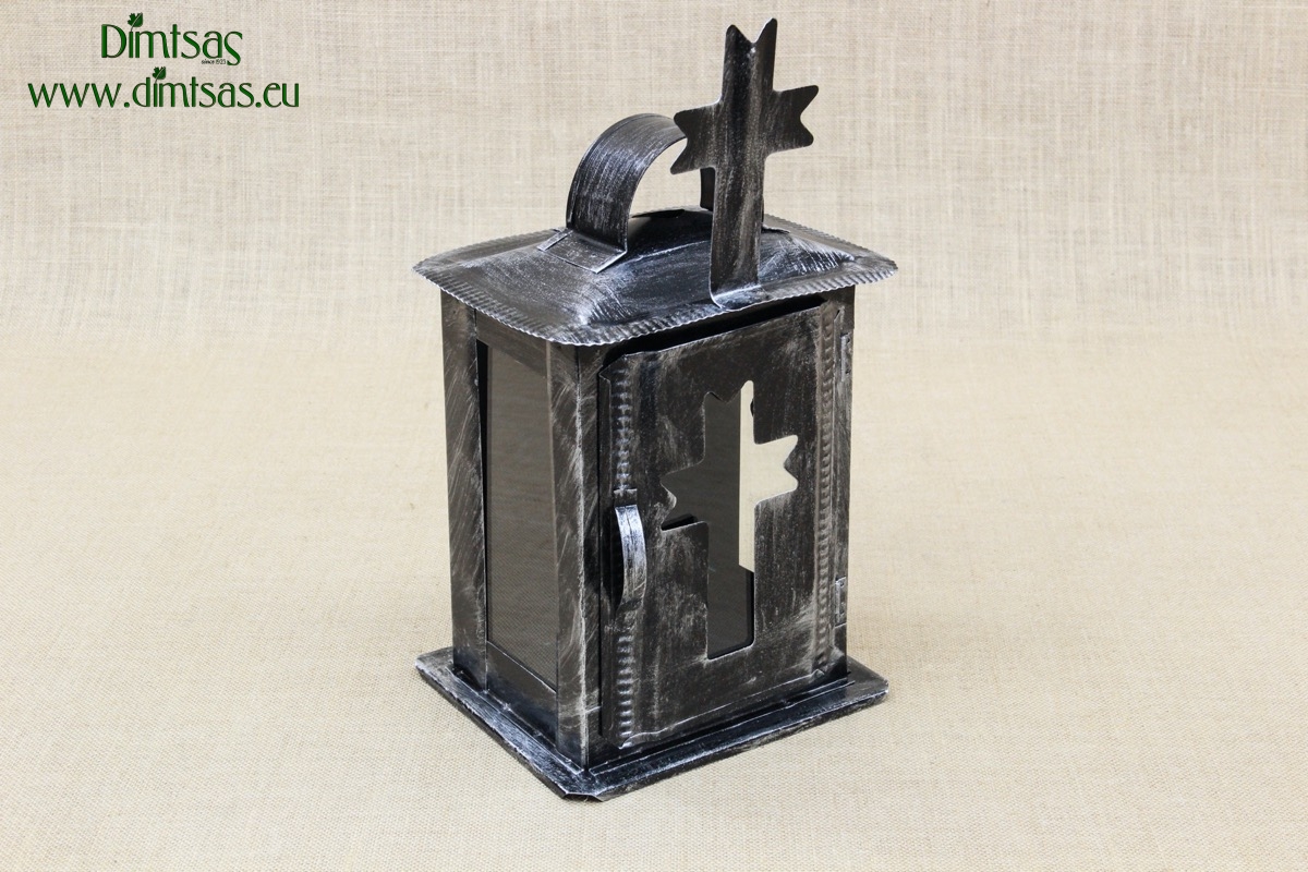 Small Oil Cemetery Candle Box with Glass Patina Silver