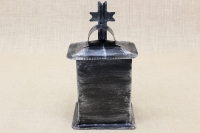 Small Oil Cemetery Candle Box with Glass Patina Silver Fourth Depiction