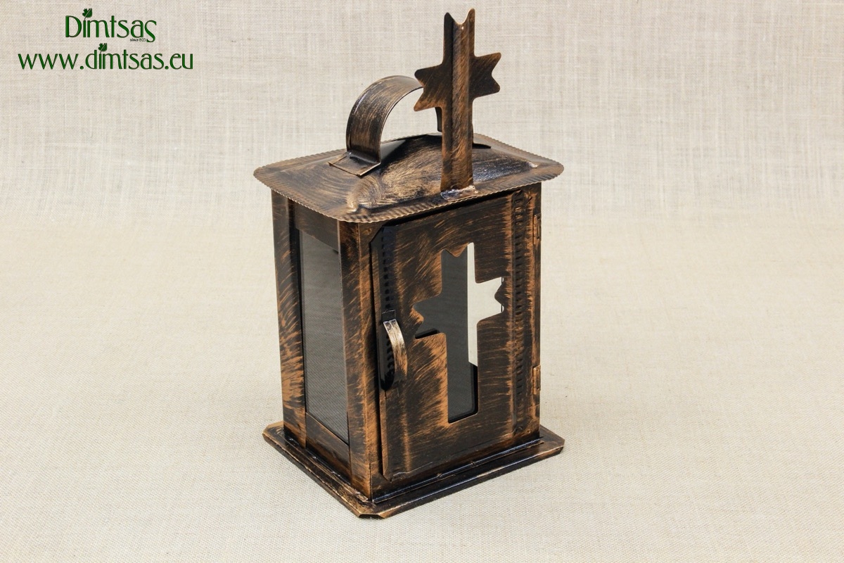 Small Oil Cemetery Candle Box with Glass Patina Copper