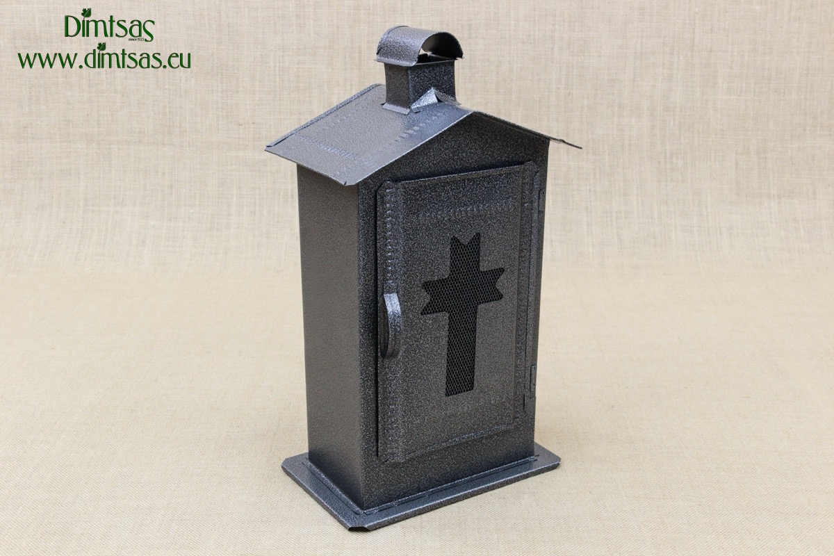 Small Cemetery Candle Box Wrought Grey