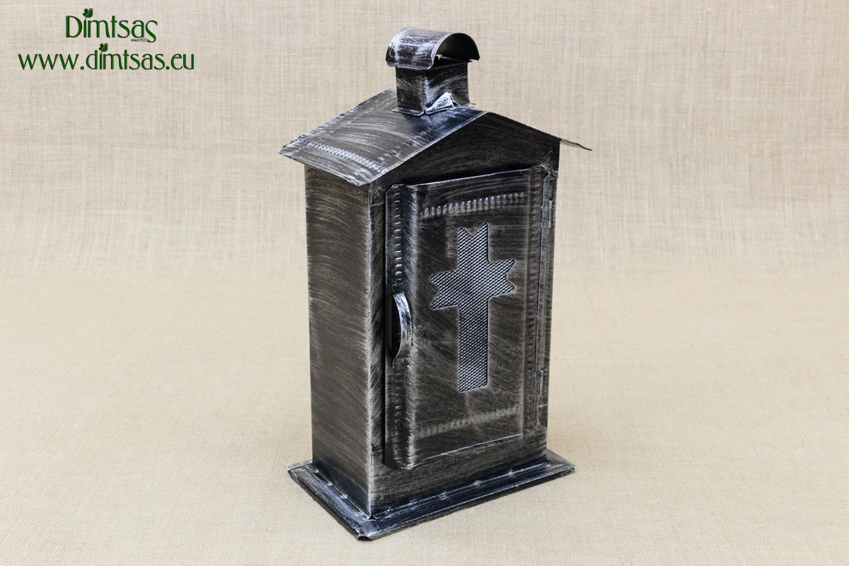 Small Cemetery Candle Box Patina Silver