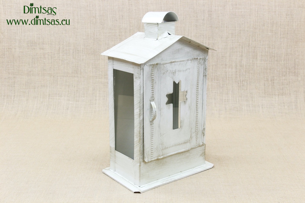 Big Cemetery Candle Box with Glass Patina Ecru