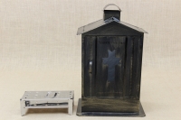 Big Cemetery Candle Box with Glass Patina Bronze Fourth Depiction