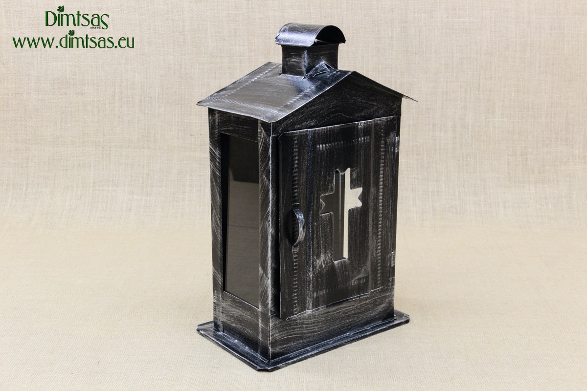 Big Cemetery Candle Box with Glass Patina Silver