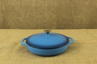 Enameled Cast Iron Casserole - Shallow Pot 2.8 lit Blue Second Depiction