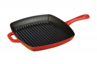 Enameled Cast Iron Square Grill Pan Lodge 26 cm Red Sixth Depiction