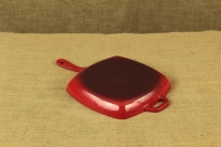 Enameled Cast Iron Square Grill Pan Lodge 26 cm Red First Depiction