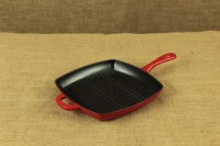 Enameled Cast Iron Square Grill Pan Lodge 26 cm Red Second Depiction