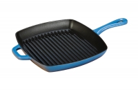 Enameled Cast Iron Square Grill Pan Lodge 26 cm Blue Sixth Depiction