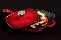 Enameled Cast Iron Panini Press Red Sixth Depiction