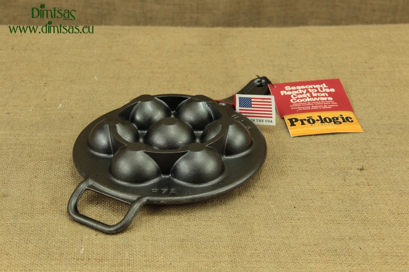 Lodge Aebleskiver Pan Seasoned Cast Iron, P7A3, with assist handle 