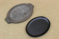 Set Oval Serving Griddle Handle-less & Wood Underliner with Handles Eighth Depiction
