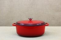 Enameled Cast Iron Dutch Oven - Casserole 6.6 lt Oval Red First Depiction