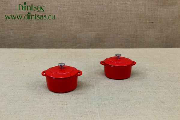 Enameled Cast Iron 10 oz. Round Cocottes Set of 2 Red