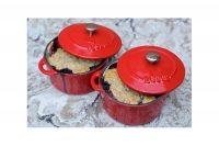 Enameled Cast Iron 10 oz. Round Cocottes Set of 2 Red Seventh Depiction