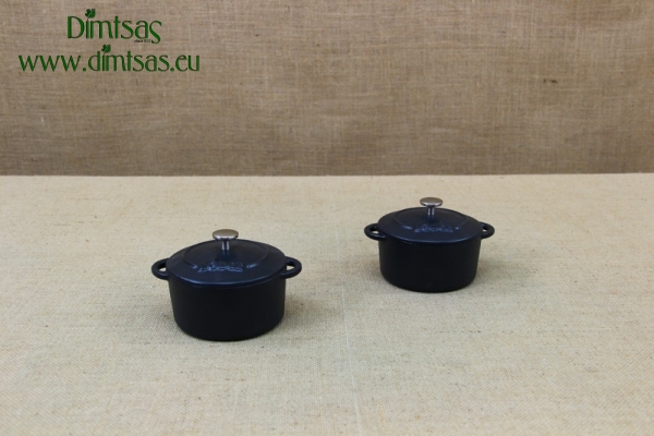 Enameled Cast Iron 10 oz. Oval Cocottes Set of 2 Black