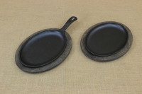 Set Oval Serving Griddle Handle-less & Wood Underliner Eighth Depiction
